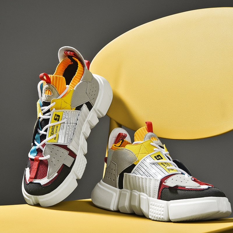 A pair of colorful, lightweight breathable sneakers perfect for streetwear style.