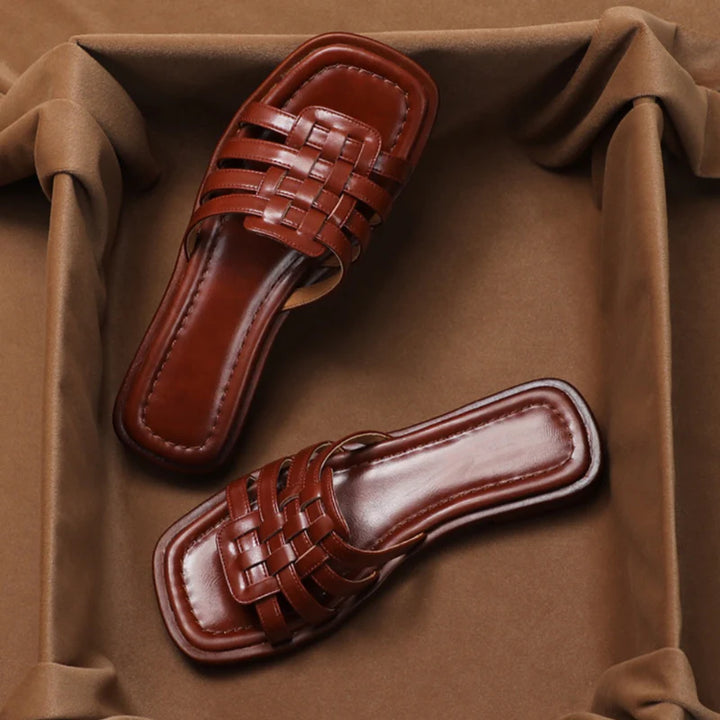 Zenya Woven Leather Slides