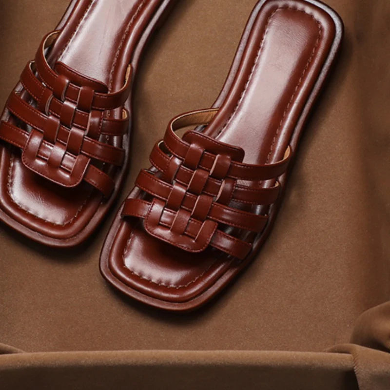 Zenya Woven Leather Slides