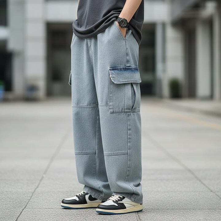 Jersey Cargo Denim Pants