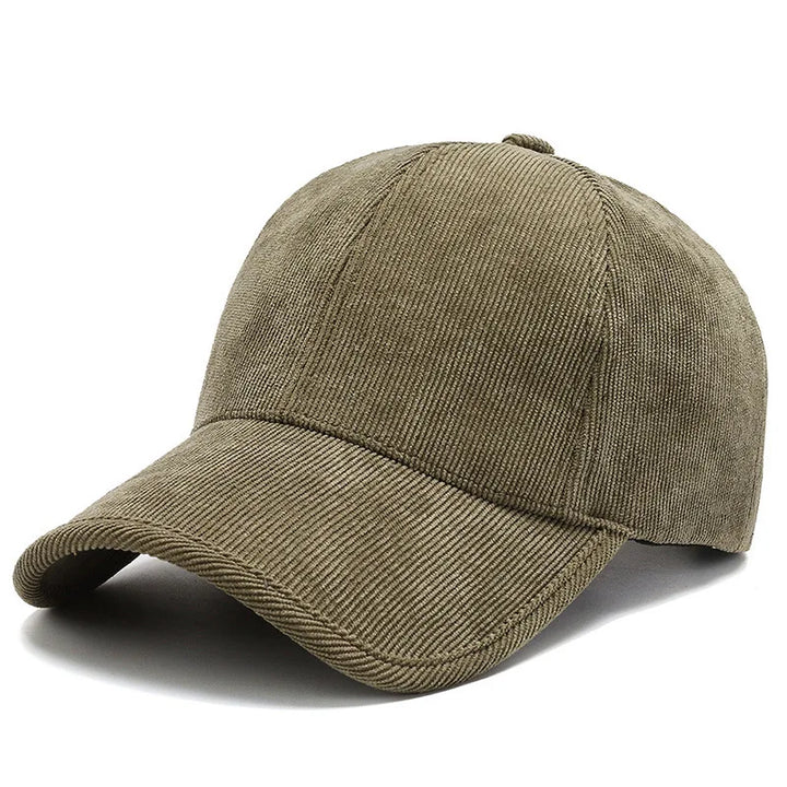 A khaki-colored corduroy baseball cap is shown on a white background. The cap, part of the classic corduroy hats collection, features a curved brim and visible stitching along the panels and edges.