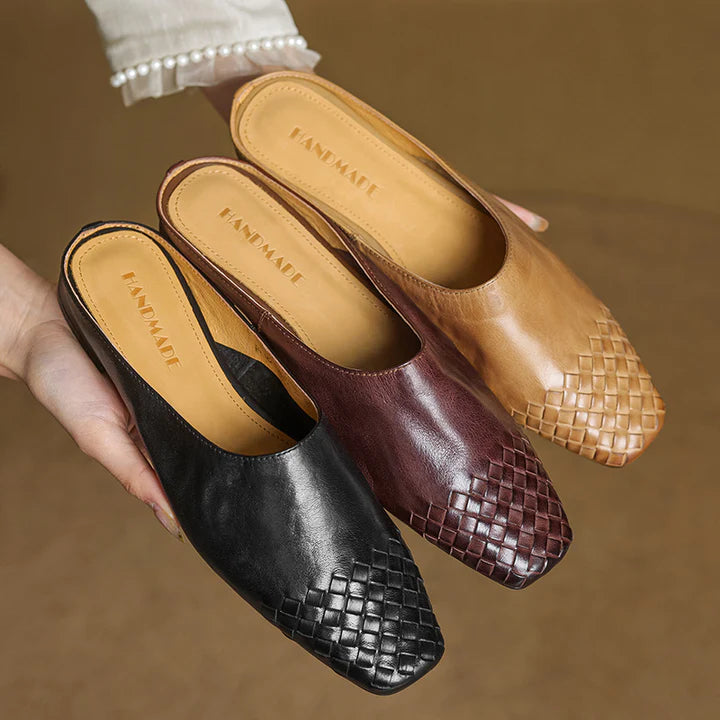 Nuvella Leather Square Toe Mules