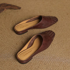 Nuvella Leather Square Toe Mules