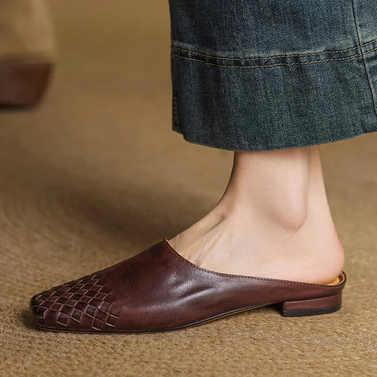 Nuvella Leather Square Toe Mules