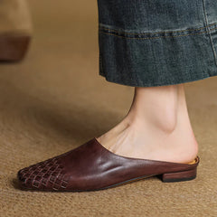 Nuvella Leather Square Toe Mules