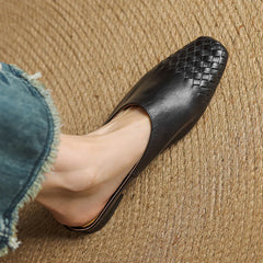 Nuvella Leather Square Toe Mules