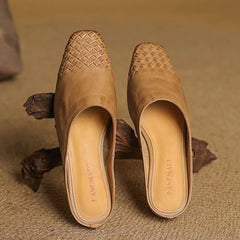 Nuvella Leather Square Toe Mules