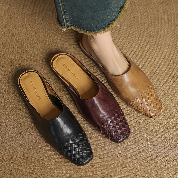 Nuvella Leather Square Toe Mules