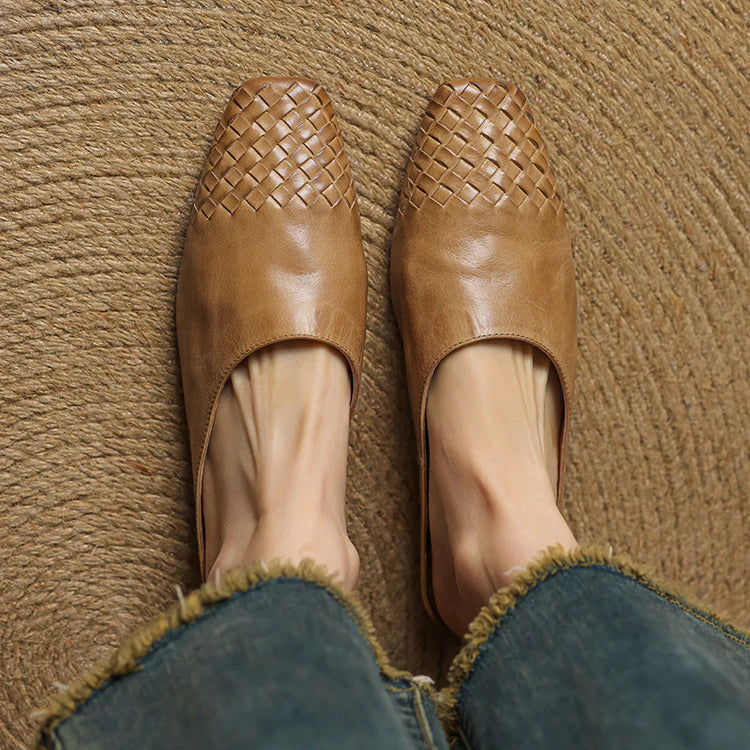 Nuvella Leather Square Toe Mules