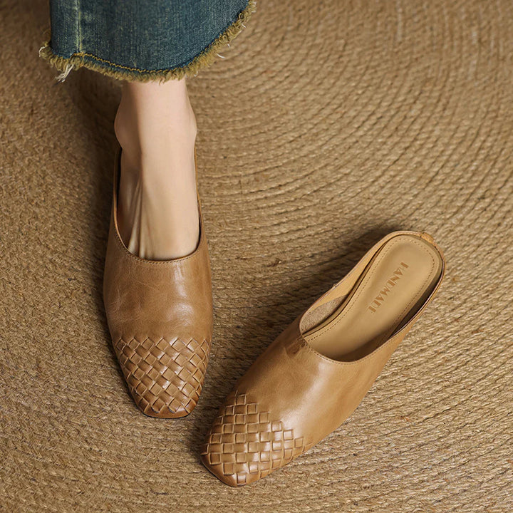 Nuvella Leather Square Toe Mules