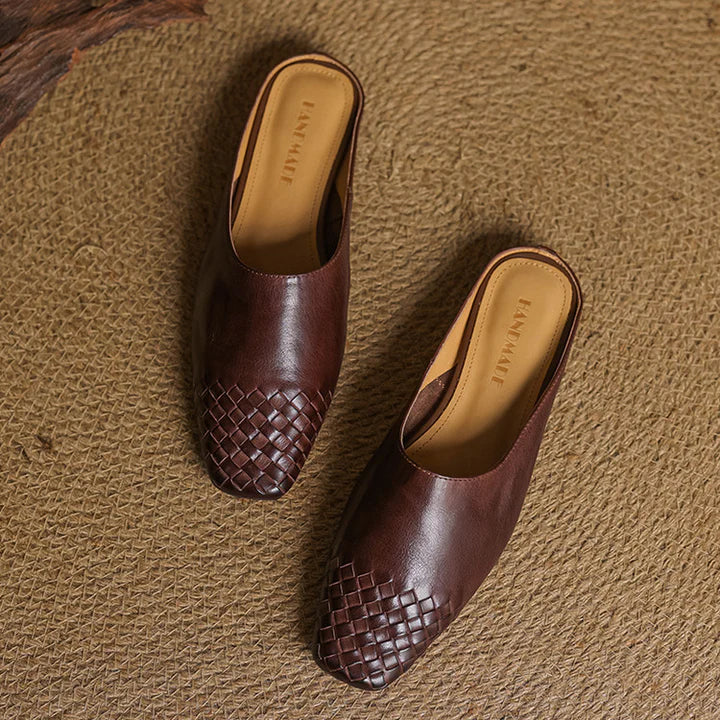 Nuvella Leather Square Toe Mules