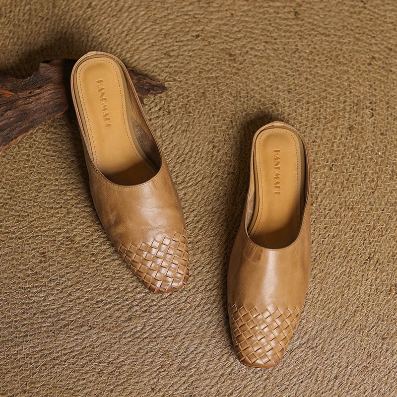 Nuvella Leather Square Toe Mules