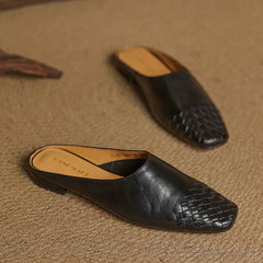 Nuvella Leather Square Toe Mules