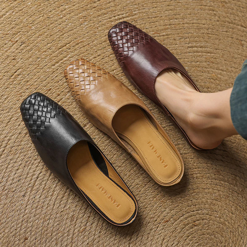 Nuvella Leather Square Toe Mules