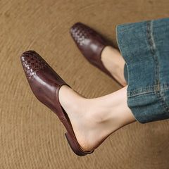 Nuvella Leather Square Toe Mules
