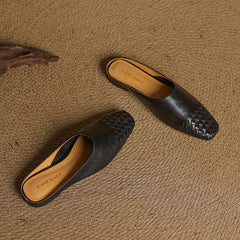 Nuvella Leather Square Toe Mules