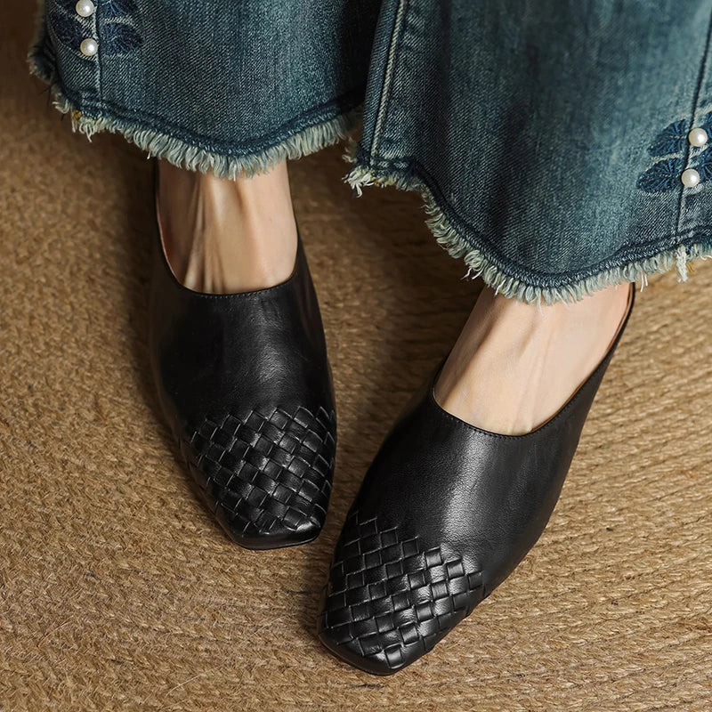 Nuvella Leather Square Toe Mules