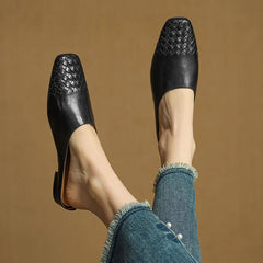 Nuvella Leather Square Toe Mules
