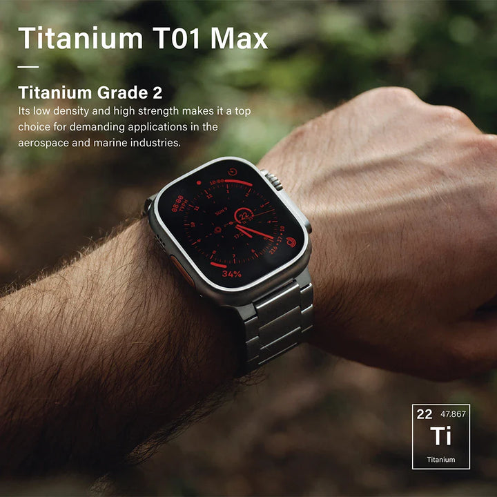 A person wearing a watch crafted from Grade 2 Titanium, highlighting its lightweight durability and modern appeal.