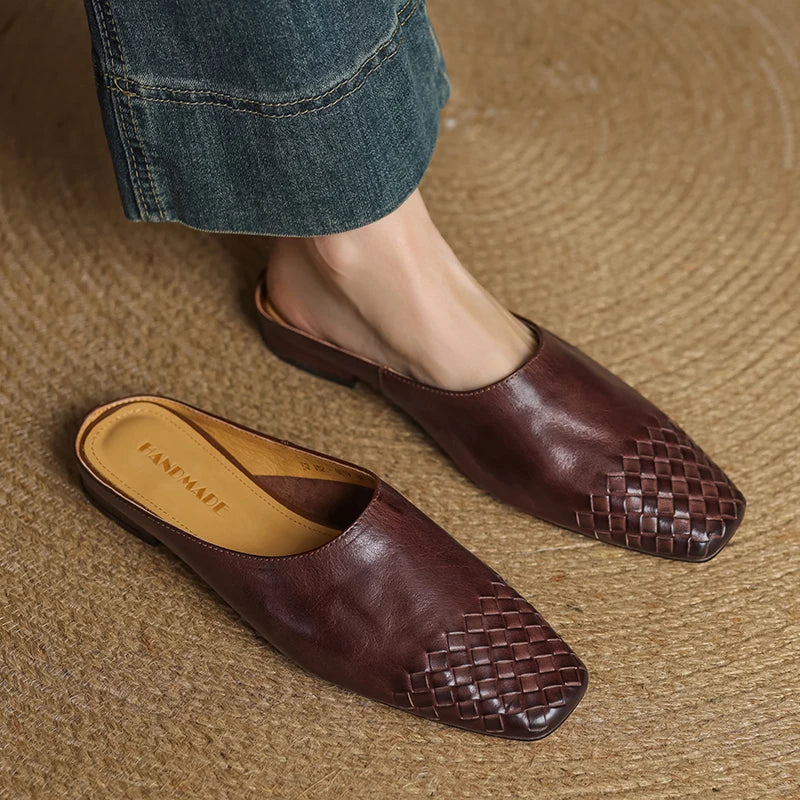 Nuvella Leather Square Toe Mules