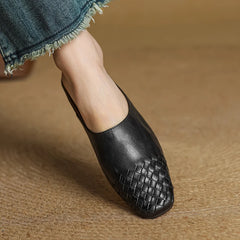 Nuvella Leather Square Toe Mules