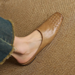 Nuvella Leather Square Toe Mules