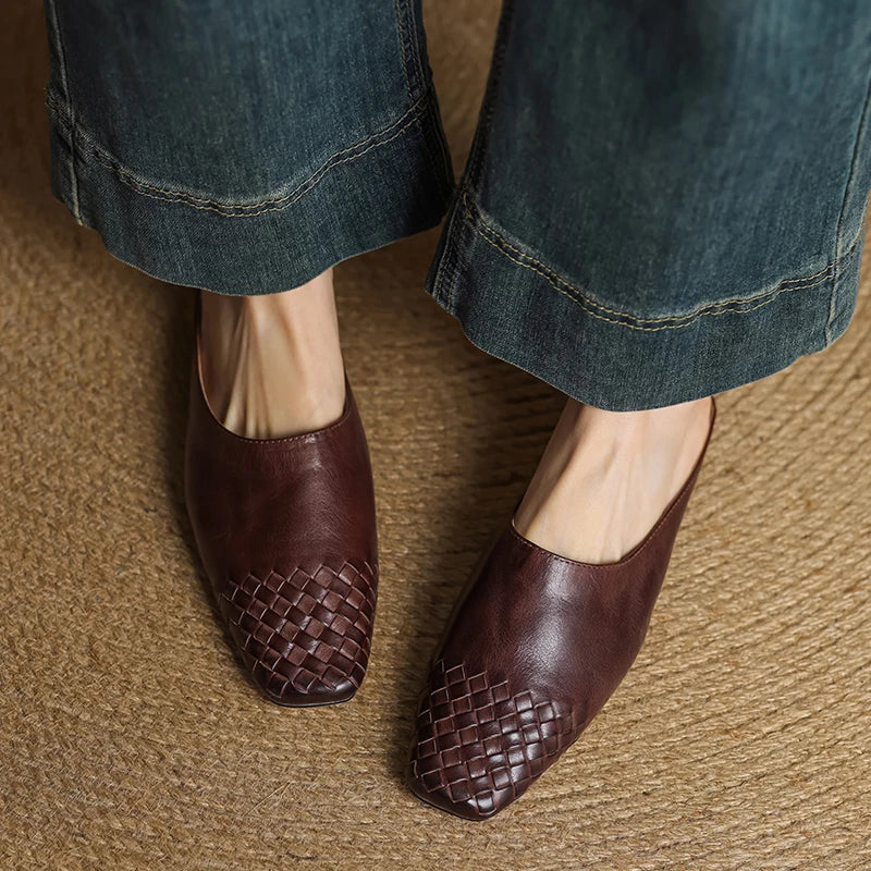 Nuvella Leather Square Toe Mules