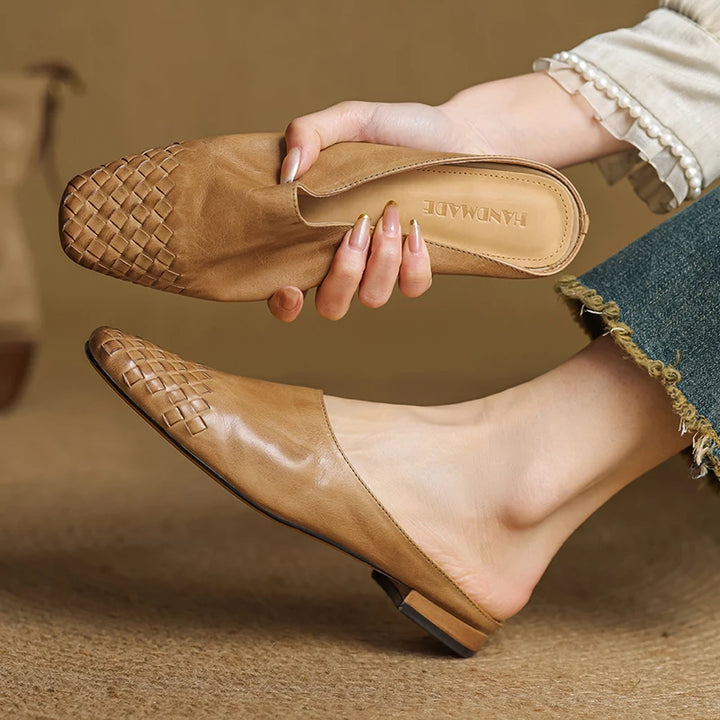 Nuvella Leather Square Toe Mules