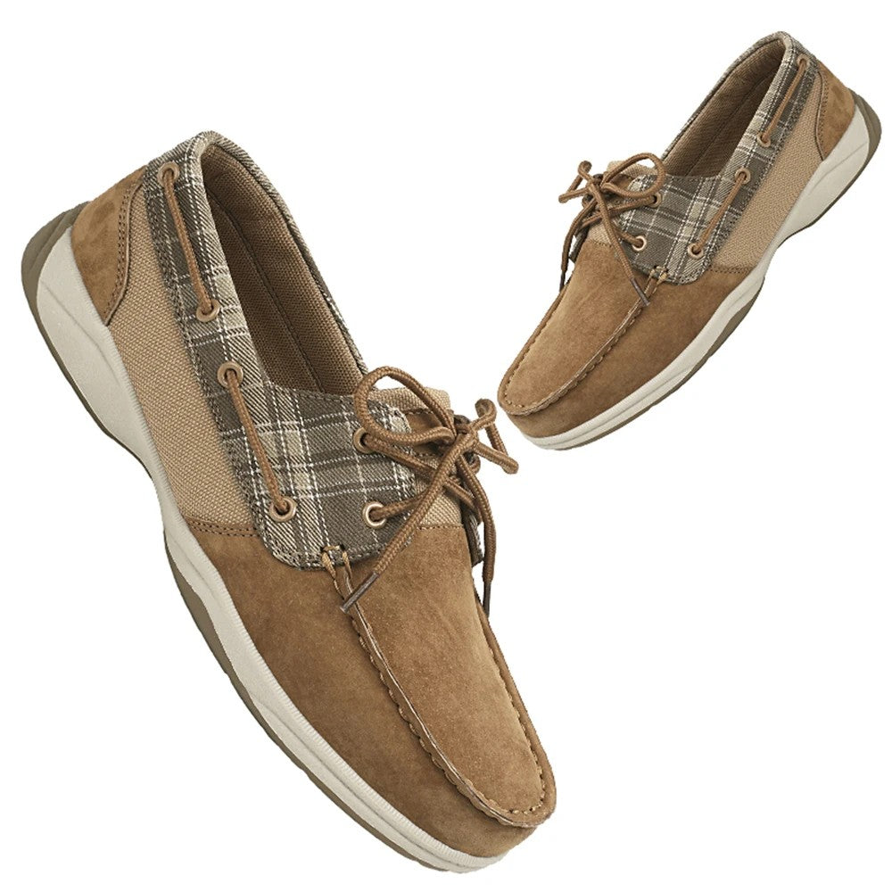 Ashford Plaid Boat Loafers - Amber Tan