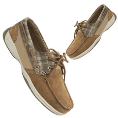 Ashford Plaid Boat Loafers - Amber Tan