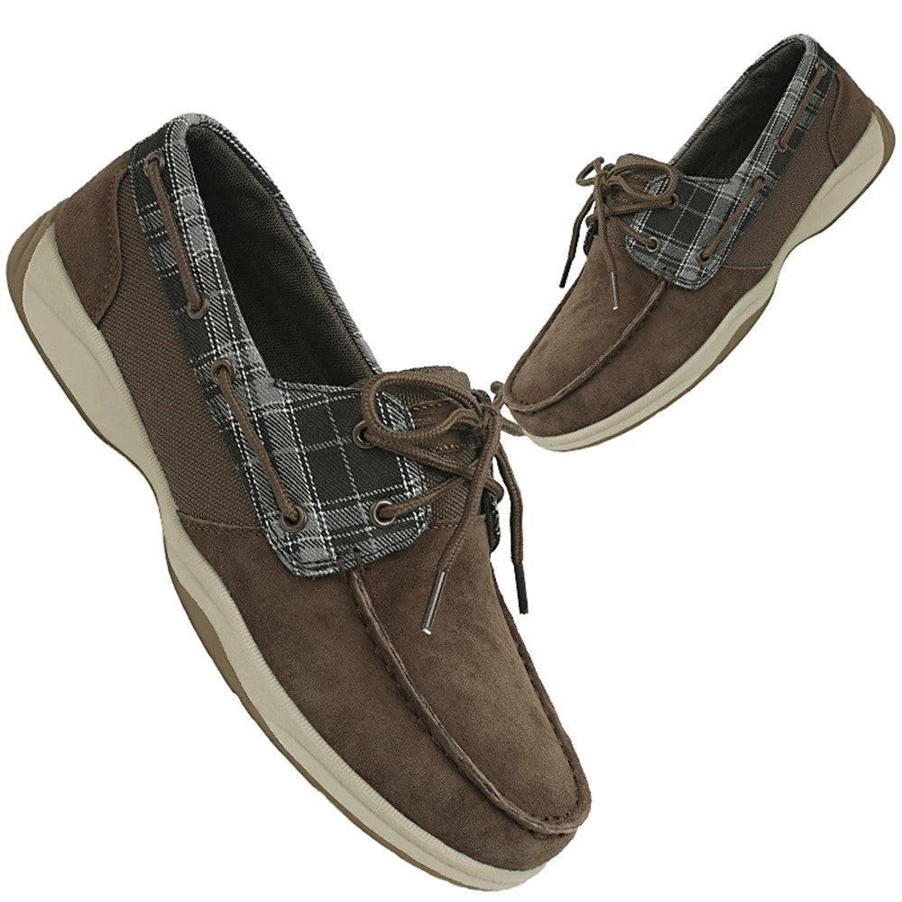 Ashford Plaid Boat Loafers - Chestnut