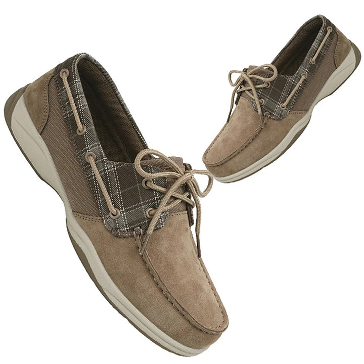 Ashford Plaid Boat Loafers - Desert Khaki