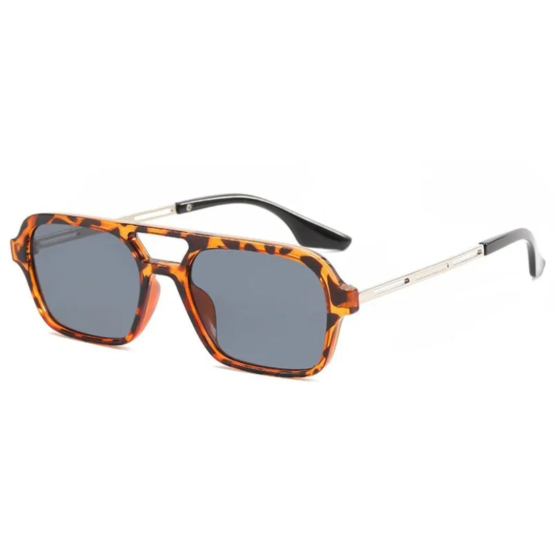 Alassio Sleek Rectangular Sunglasses - Noir Leopard
