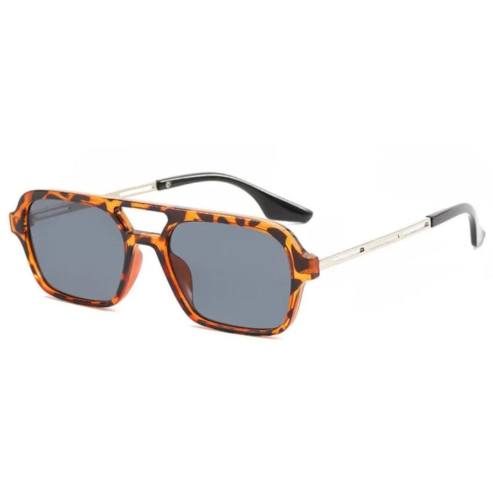 Alassio Sleek Rectangular Sunglasses - Noir Leopard