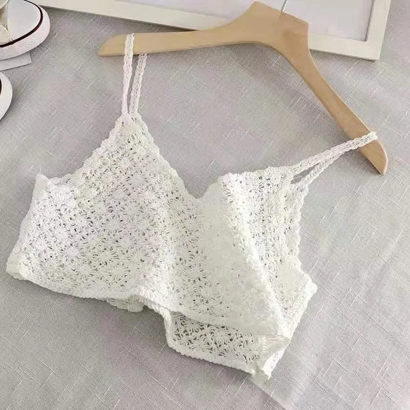 Alassio Crochet Knit Cami Top - Ivory