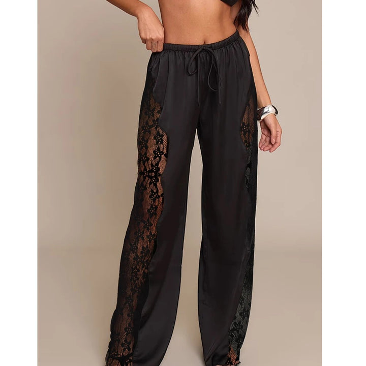 Almeria Lace Panel Trousers - Black