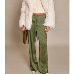 Almeria Lace Panel Trousers - Emerald Green