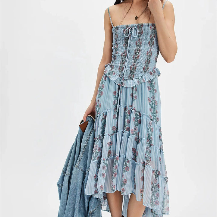 Amalfi Floral Midi Dress - Azure Floral