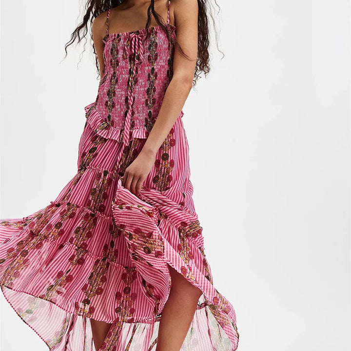 Amalfi Floral Midi Dress - Coral Sunset