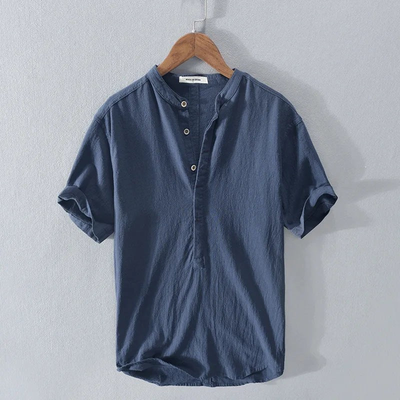 Amalfi Linen Shirt - Navy Blue