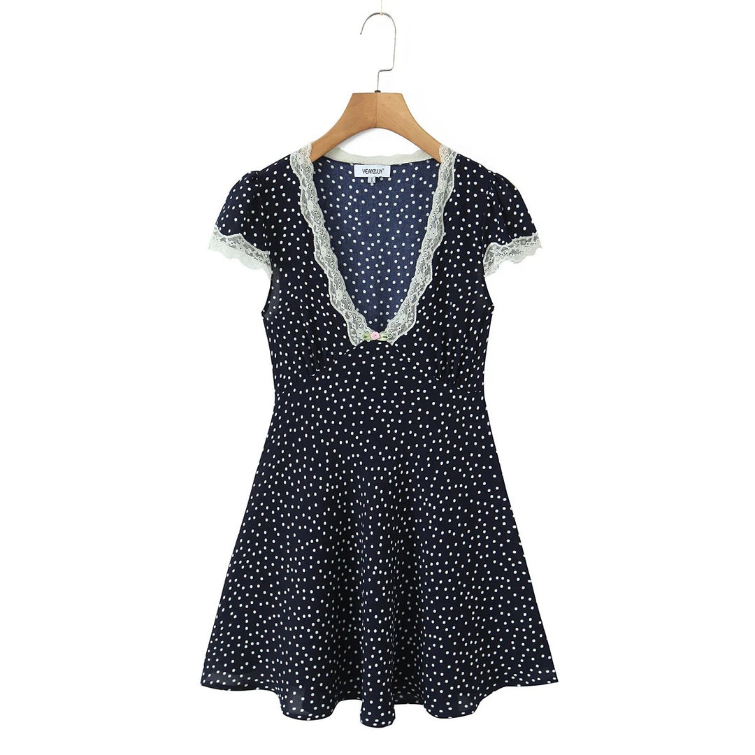 Amboise Polka Dot Dress - Midnight Polka Dot