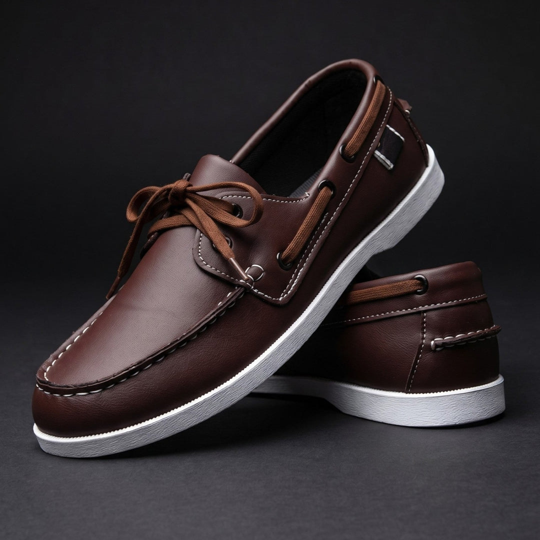 Arcadia Leather Boat Shoes - Cognac