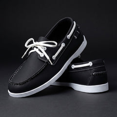 Arcadia Leather Boat Shoes - Obsidian
