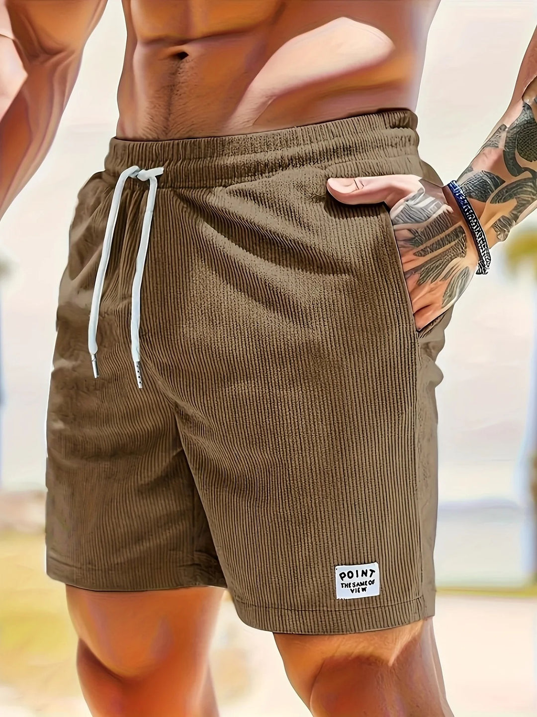 Arles Corduroy Drawstring Shorts - Sienna Brown