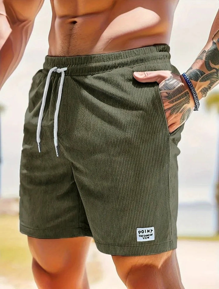 Arles Corduroy Drawstring Shorts - Olive Green