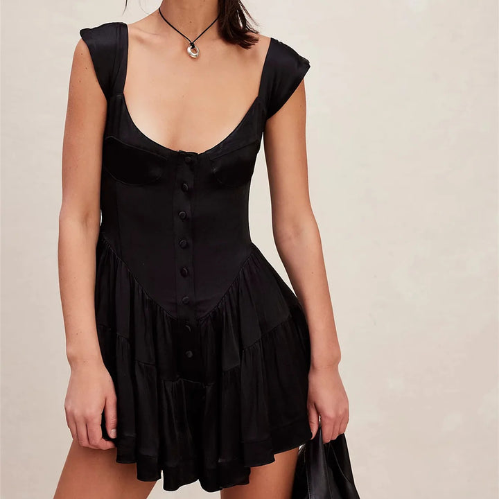 Arosa Ruffle Mini Dress - Black