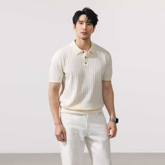 Arosa Textured Knit Polo - Ecru