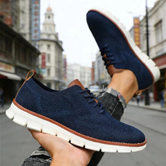 Ashby Knit Wingtip Oxfords - Navy Blue