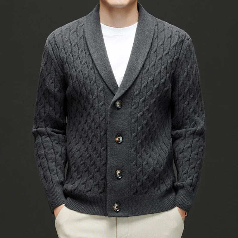 Ashcroft Merino Wool Cardigan - Heather Gray