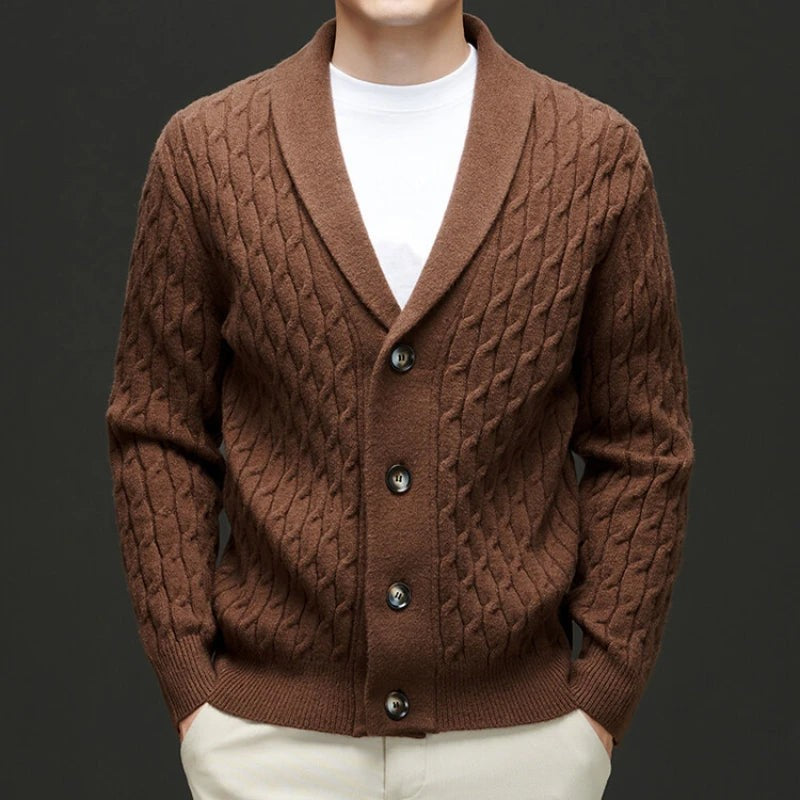 Ashcroft Merino Wool Cardigan - Mocha